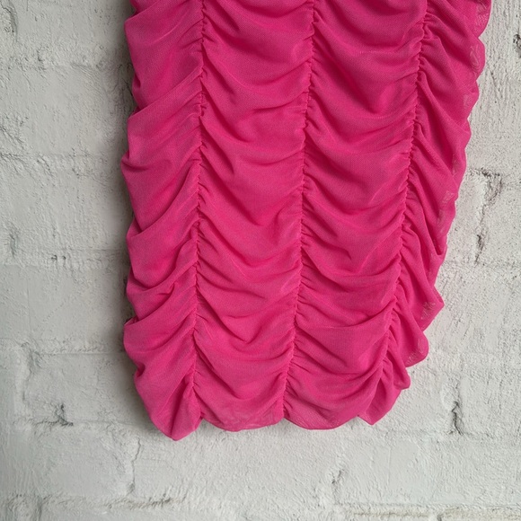 NWT Zara Pink Ruched Mesh Underwire Sweetheart Neck Bodycon Mini Dress Medium - Picture 5 of 12